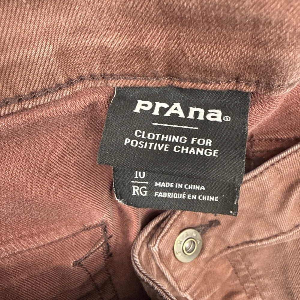 PrAna Kayla Crop Chino Pants Women's 10 Mid Rise Brown Hiking Durable Slit Hem - Picture 6 of 8